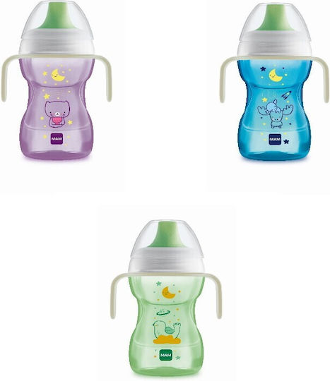 Mam Fun to Drink Cup Night Cana de antrenament pentru bebeluși Plastic cu mânere Albastru Ren pentru 8m+m+ 270ml