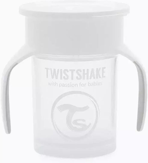 Twistshake Cup Educational Sippy Cup Plastic with Handles White for 6m+m+ 230ml