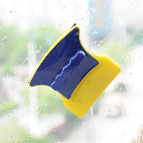Dispozitiv Magnetic Curățare Geamuri Dimensiuni 11 X 10 X 5 Cm Sfoară De Siguranță Galben Albastru