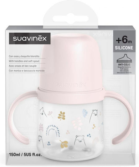 Suavinex Lern-Trinkflasche Kunststoff mit Griffen Rosa Rosa Bär für 6m+m+ 150ml