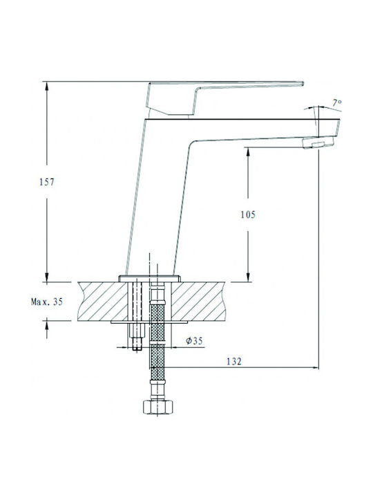 Inter Ceramic Αναμεικτική Μπαταρία Νιπτήρα Ασημί