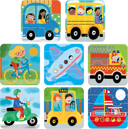 Headu 8 Progressive Puzzles Vehicles Large Pieces Children Over 2 Years Old