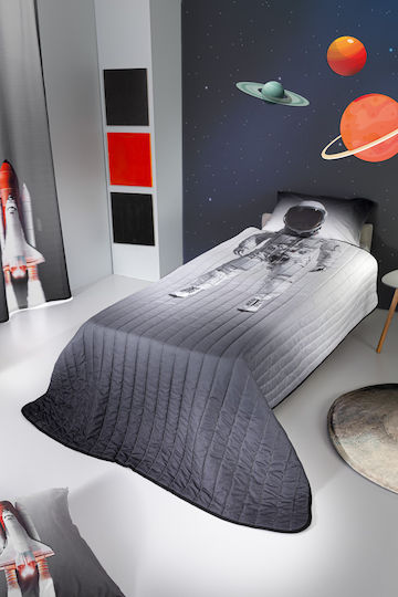 Saint Clair Kids Quilt Set Single with Pillowcase Space Gray 160x230cm