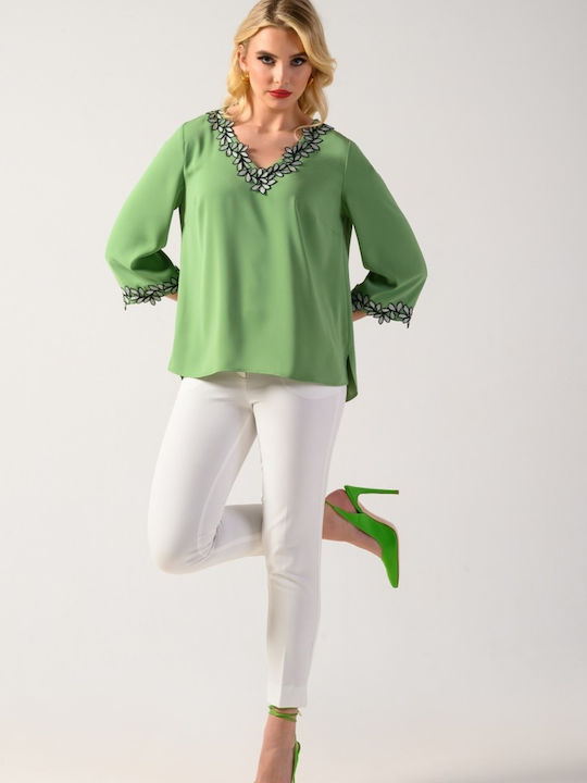 Dama Tesatura Pantaloni cu Elastic cu Croială Dreaptă Ecru