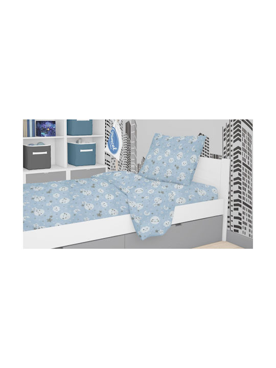 Dimcol Sheet Set Single Cotton Smile 81 Blue 160x240cm 2pcs