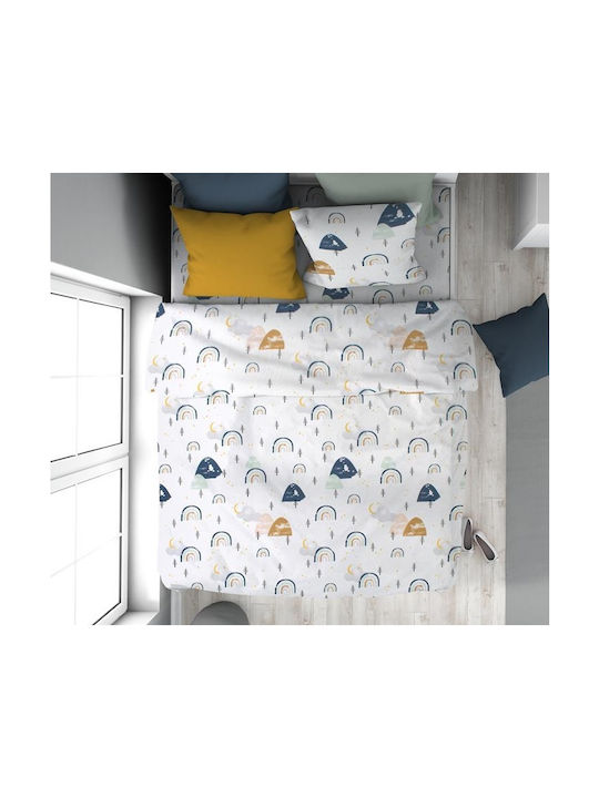 Dimcol Sheet Set Single Cotton White-blue 160x240cm 2pcs