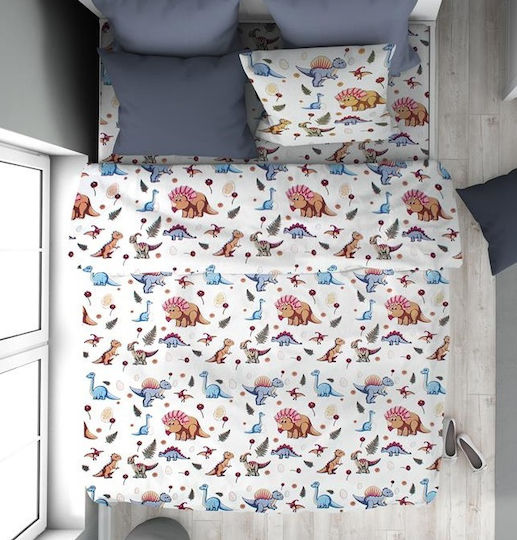 24home.gr Kids Sheets Set White-Blue 160x240cm 24home.gr Kids Sheets Set White-Blue 160x240cm