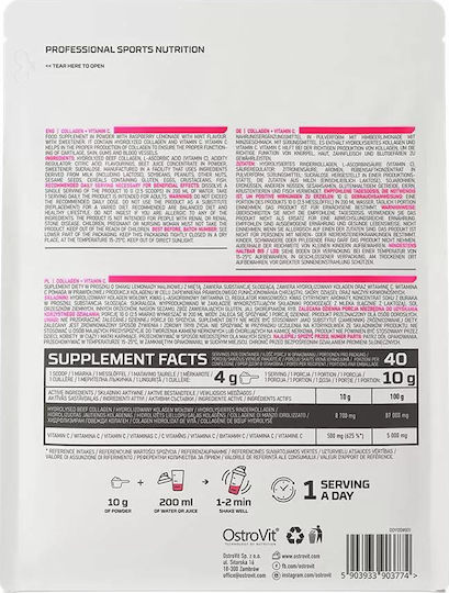 OstroVit Collagen + Vitamin C with Vitamin C 400g Rasberry Lemonade with Mint