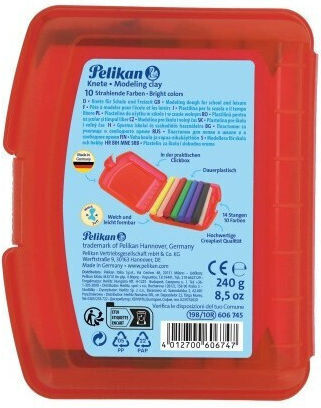 Pelikan Детски Глина Многоцветенς 240гр 10 цвята
