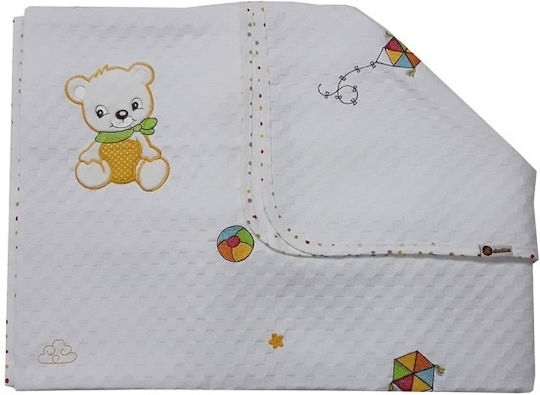 Beboulino Одеяло Детско легло Bear Pique Бяло 117x145см.