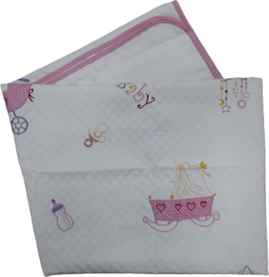 Beboulino Одеяло Детско легло Stroller Pique Бяло 117x145см.