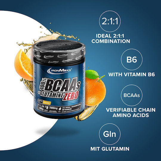 IronMaxx 100% BCAAs + Glutamine Zero 500gr Πορτοκάλι