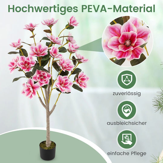 Costway Künstlicher Magnolienbaum Blumen 90 cm Topf Hz10315pi-1