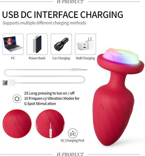 Anal Plug Vibration Remote Control Red