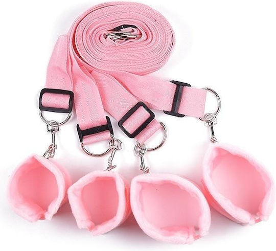 Set Erotic Bondage Accessories Handcuffs Adjustable Pink Hand And Foot Straps