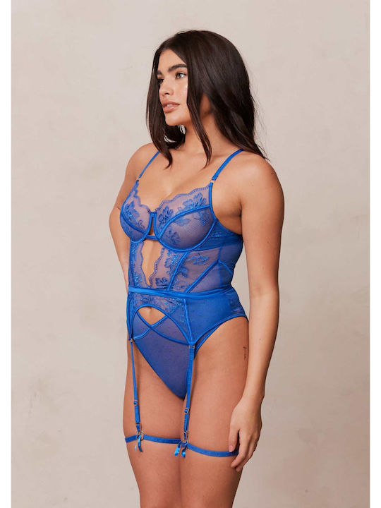 Madeleine Transparent Bodysuit Ribbed Design Underwire Polka Dot Transparencies Openings & Garters