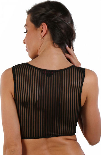 Transparent Tulle Top Black