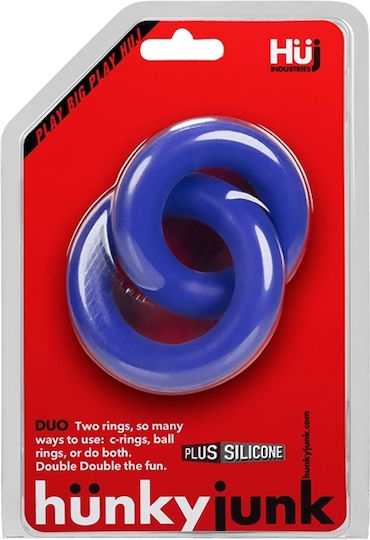 Hünkyjunk Cock & Ball Rings Duo-linked Cobalt