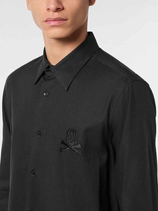 Herringbone Дълъг ръкав Риза Black