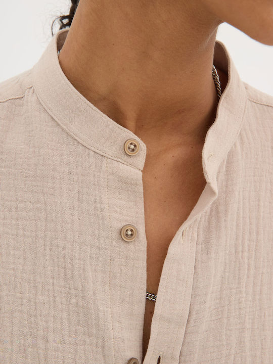 Long-sleeved Cotton Shirt Sand