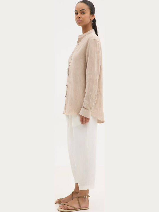 Long-sleeved Cotton Shirt Sand