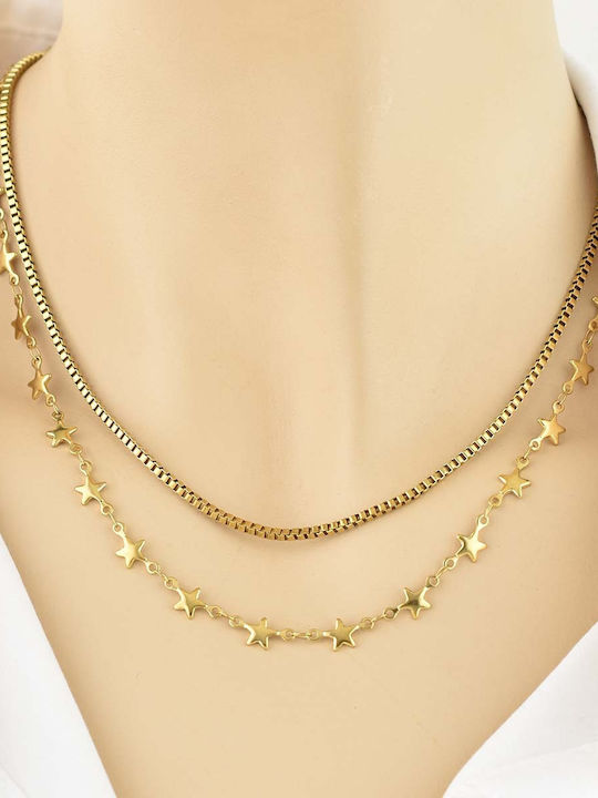 Allstar Chain Gold 6mm Αλυσίδα Λαιμού Ανοξείδωτο Ατσάλι 316l 40 Cm