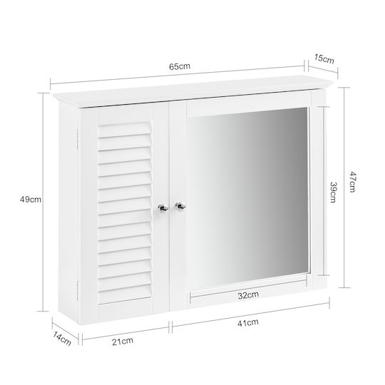 SoBuy Ντουλάπι Μπάνιου 65x49x15cm Λευκό