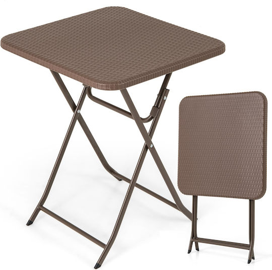 Sitting Room Outdoor Foldable Rattan Table Brown 60x60x72cm