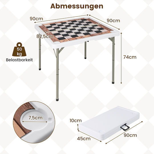 Plastic Garden & Terrace Table for Small Outdoor Spaces Foldable with Metal Frame Brown 90x90x74cm
