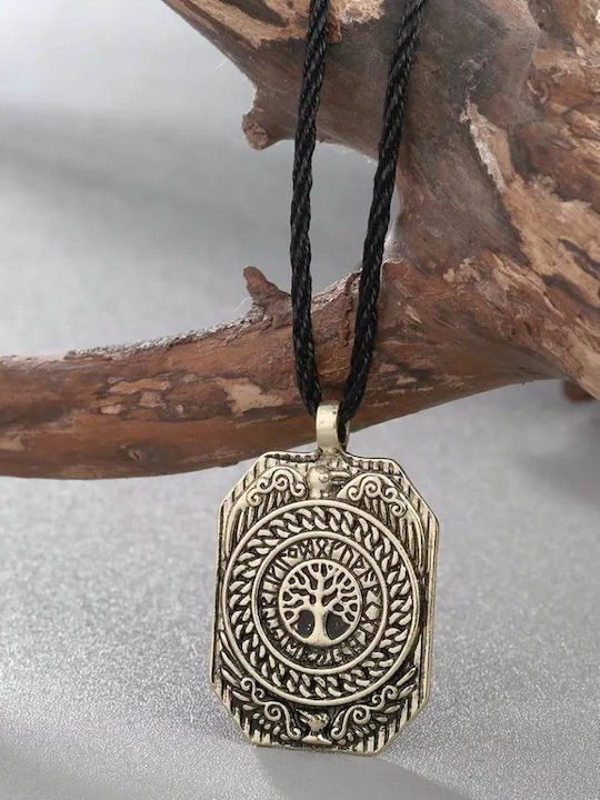 Viking Halskette Antike Nordische Mythologie Baum Lebens Symbol In Goldener Optik