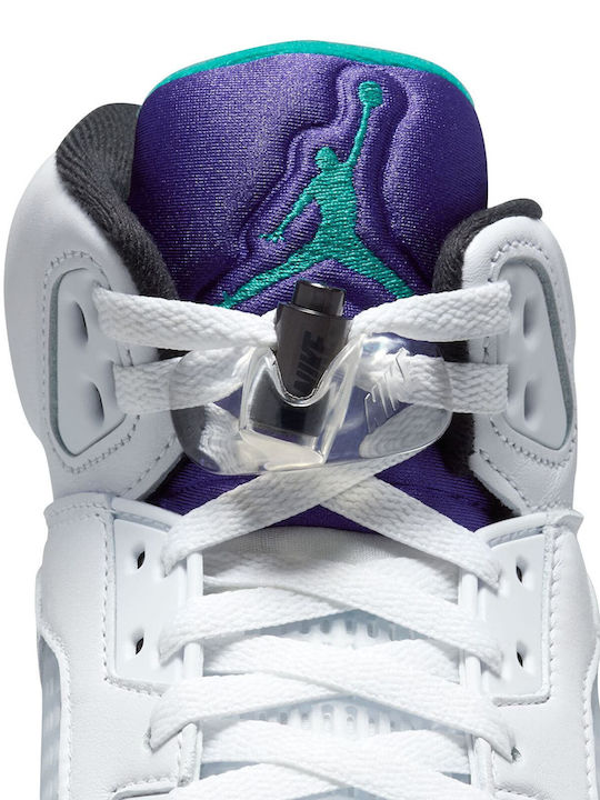 Jordan Air Jordan 5 Retro Sneakers White / New Emerald-grape Ice-black Jordan Air Jordan 5 Retro Sneakers White / New Emerald-grape Ice-black