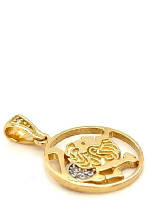 Leo Zodiac Sign Pendant Gold K14 585° Zircon Leo Zodiac Sign Pendant Gold K14 585° Zircon