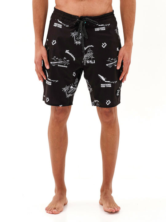 Men's Swimwear Bermuda Pr324-Black with Patterns