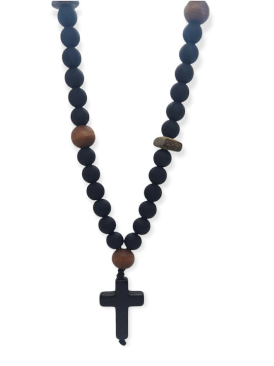 Κολιέ Ανδρικό Ananna Black Cross Χαολίτη