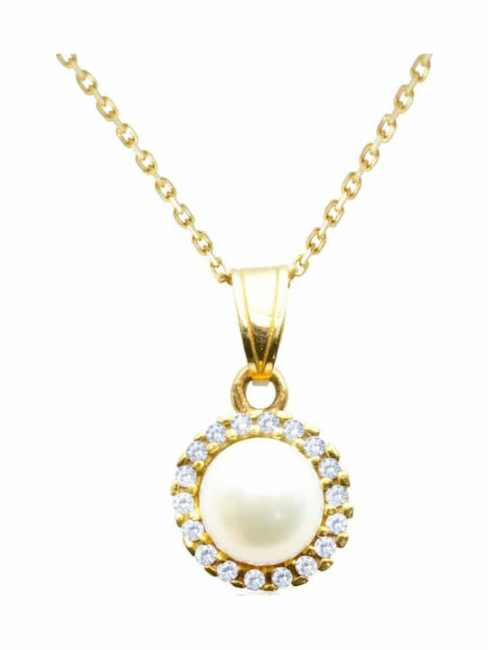 Colier Rosetă Perle Aur 14k