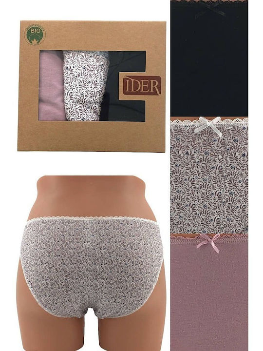 Slip Bumbac Pentru Femei 3Pack Verde Mucegăit Negru