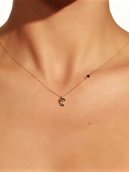 Women's Necklace Yellow Gold 14K Skull Kl11100217