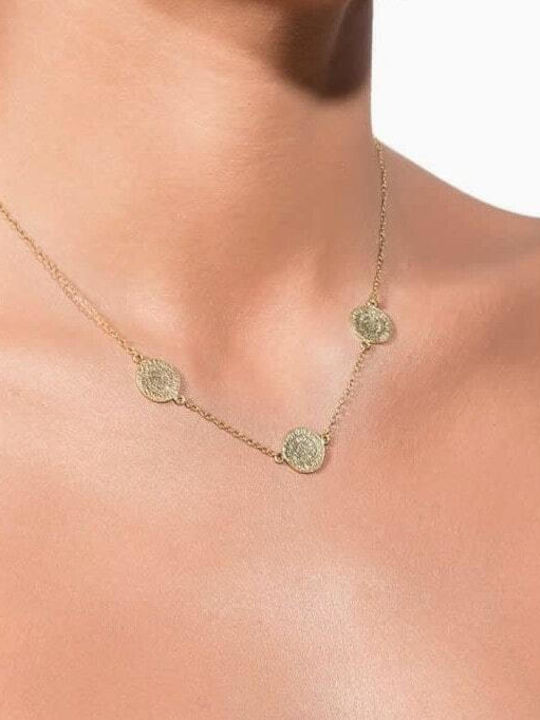 Gold Plated Silver Women's Necklace 925 Circles Kl21100091