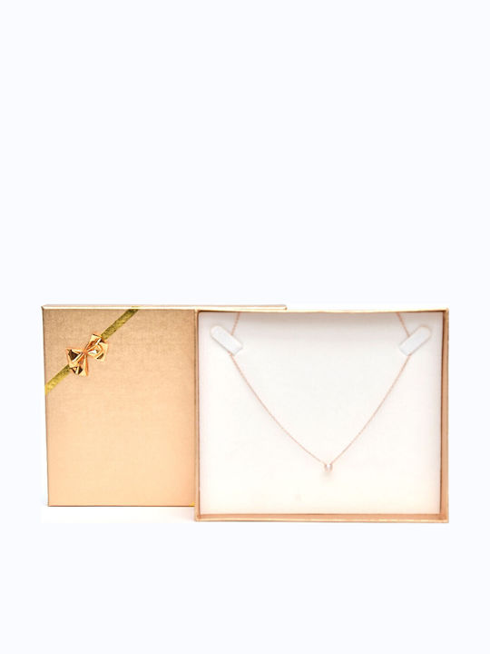 Silver Necklace Solitaire Zircon 5mm Pink Gold "Kallisti"