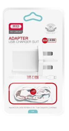 XO Charger with USB-A Port and Cable USB-C Power Delivery Whites (L99 UK)