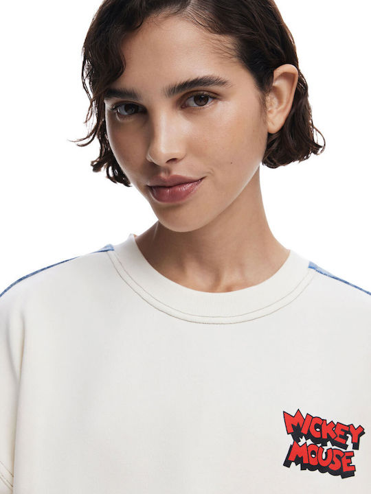 Mickey Mouse Γυναικεία Ζακέτα Φούτερ White