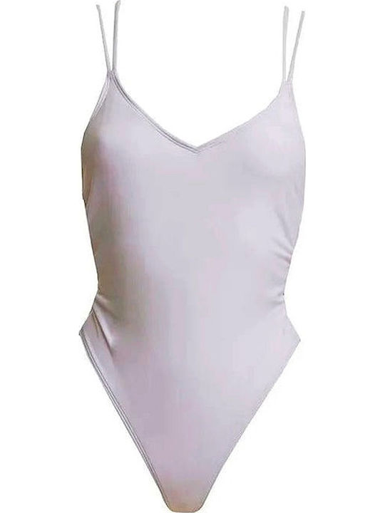 Back Tie Ring White One Piece Swimsuit