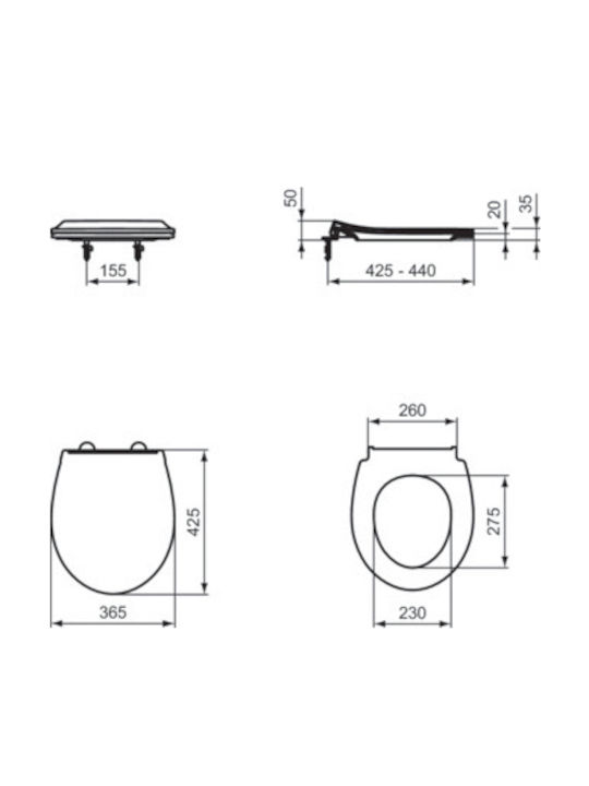 Ideal Standard Eurovit Καπάκι Λεκάνης Πλαστικό Λευκό