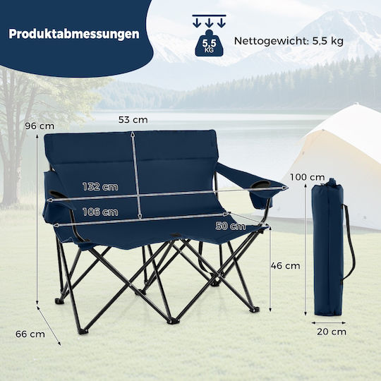Costway Chair Beach Blue Waterproof 132x66x96cm
