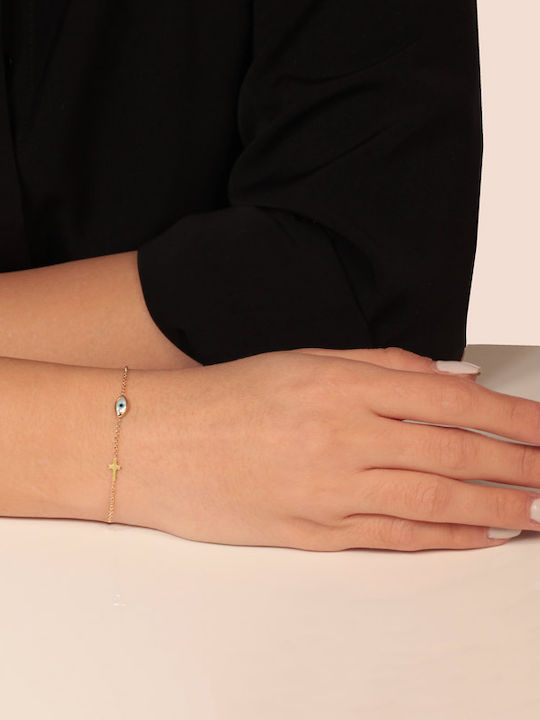 Gold 9K Bracelet Eye Cross