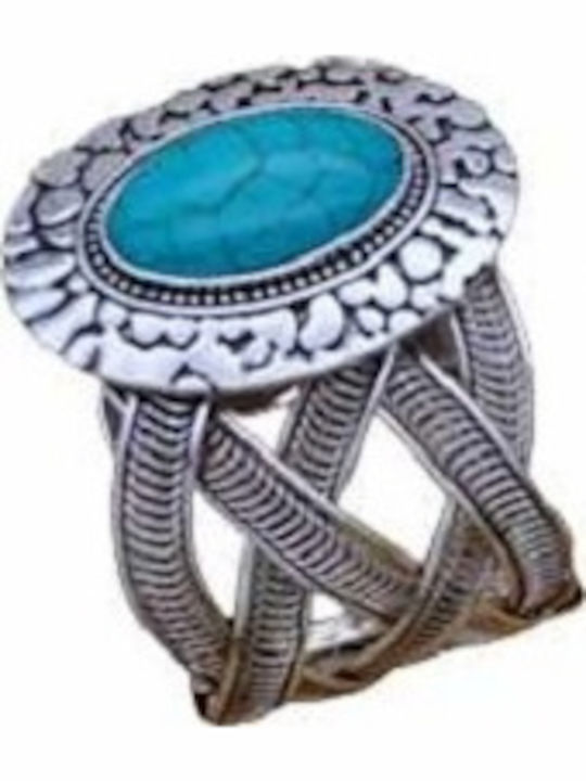 Βραχιόλι Μεγάλο Χειροπέδα Vintage Boho Τυρκουάζ Πέτρα S13