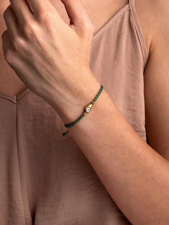 Green Eye Bracelet Macrame Silver 925 Gold Plated