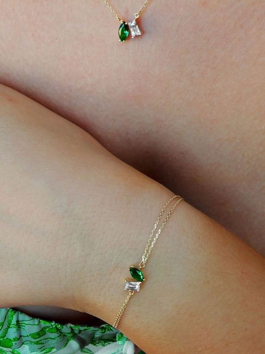 Art D Brățară Aur K14 Zircon Adb-701 Transparent Verde
