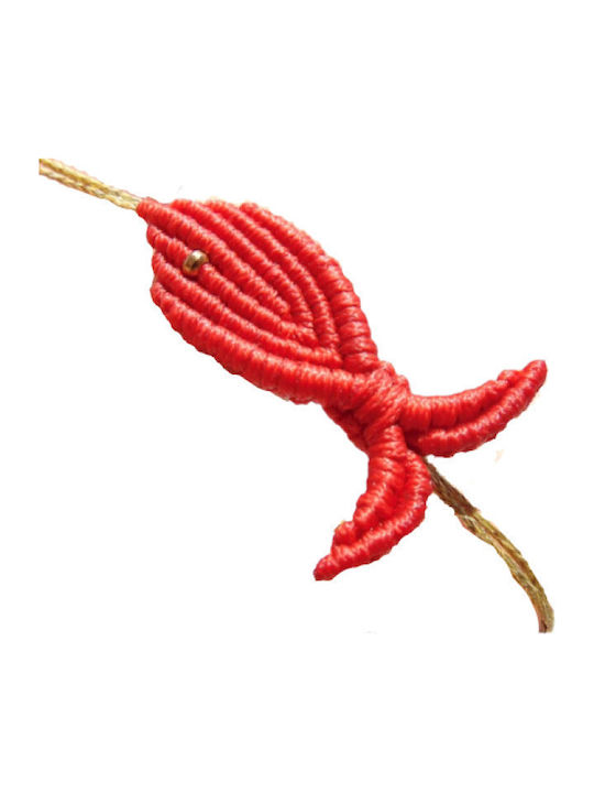 Βραχιόλι Τεχνική Macrame Κόκκινο Ψαράκι