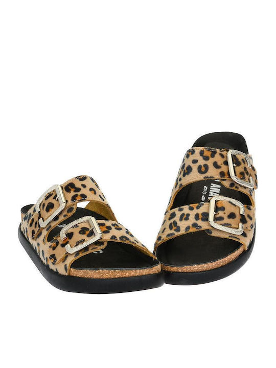 Leder Flache Sandalen für Damen Anatomisch LEOPAR